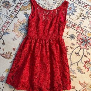 Jun & Ivy Red Lace sleeveless dress